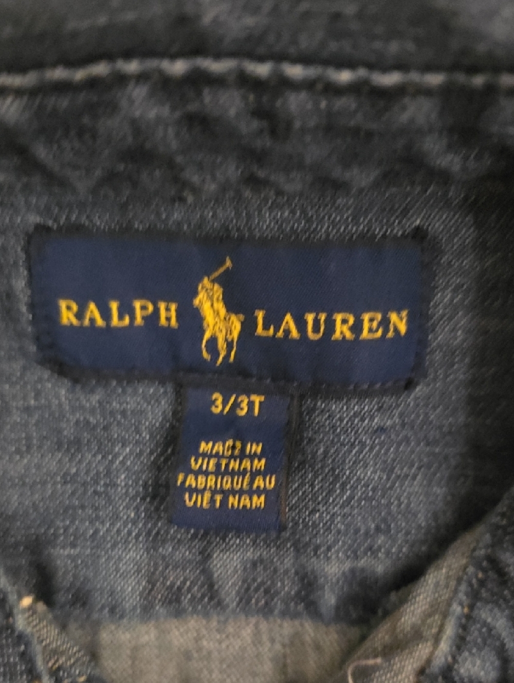 Ralph Lauren Navy Label Denim Shirt - Yellow Logo - Picture 2 of 7